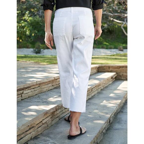 Frank & Eileen White Kinsale Cropped Linen Trouser Pant Size 0 0602S - Picture 2 of 14